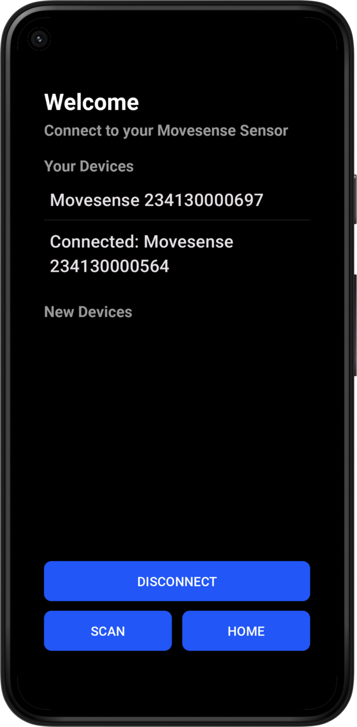 The app's Bluetooth screen